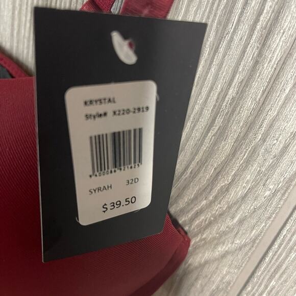 Frederick's of Hollywood Krystal Mega Push Up‎ Bra in Deep Maroon Size 32D NWT - Picture 10 of 12